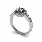 Кольцо с крупным камнем в обрамлении мелких камней Os 2605