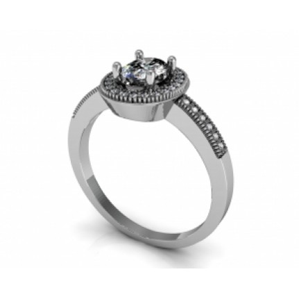 Кольцо с крупным камнем в обрамлении мелких камней Os 2605