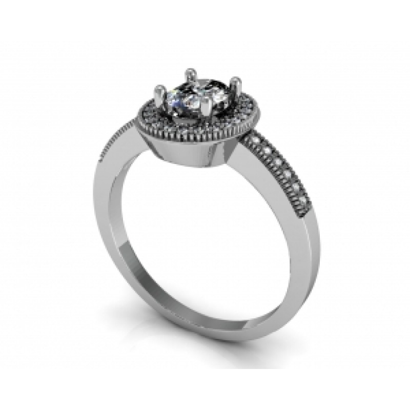 Кольцо с крупным камнем в обрамлении мелких камней Os 2605