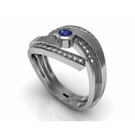 Кольцо с крупным камнем и дорожками камней Os 3069