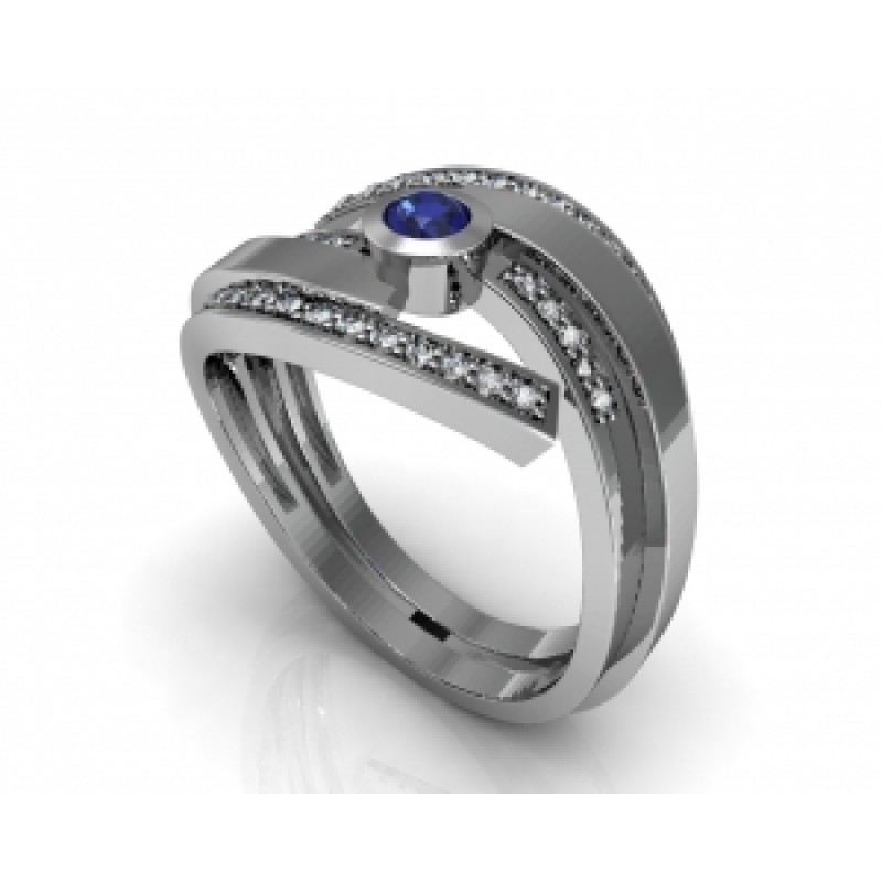 Кольцо с крупным камнем и дорожками камней Os 3069