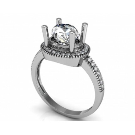 Кольцо с крупным камнем в обрамлении мелких камней Os 7164