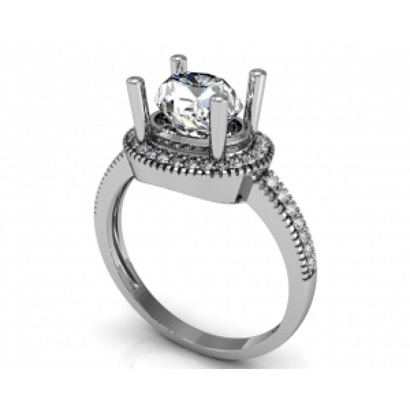 Кольцо с крупным камнем в обрамлении мелких камней Os 7164