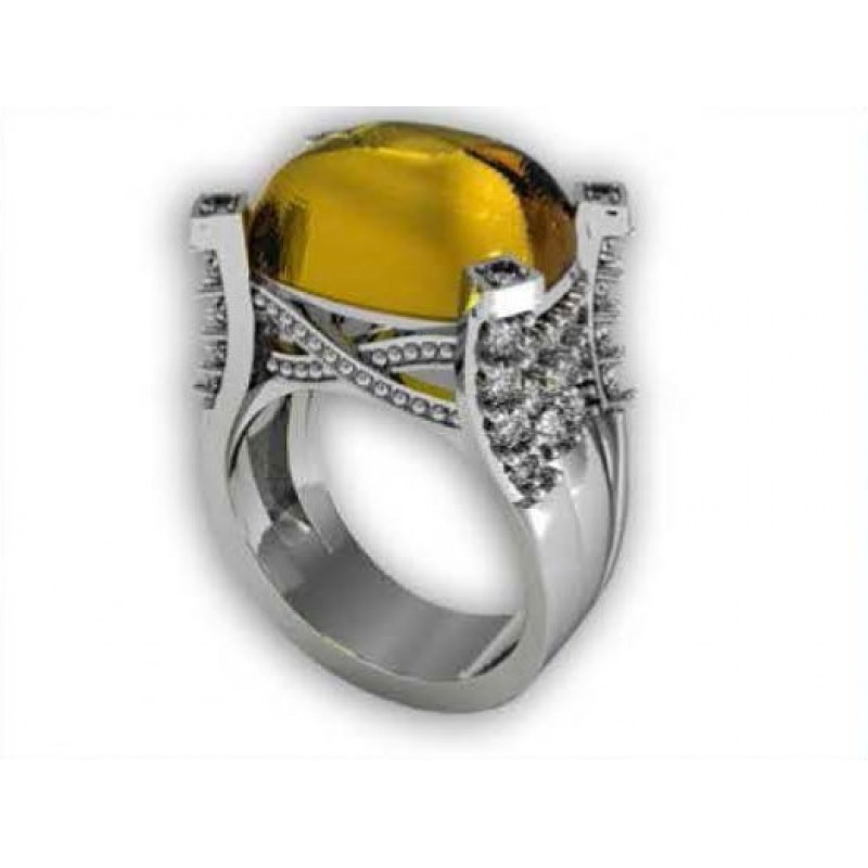 Кольцо с крупным камнем и дорожками камней Os 7028