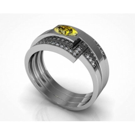 Кольцо с крупным камнем и дорожками камней Os 3033