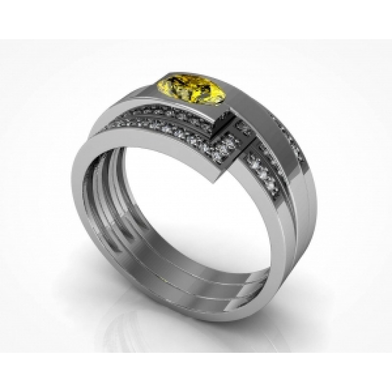 Кольцо с крупным камнем и дорожками камней Os 3033