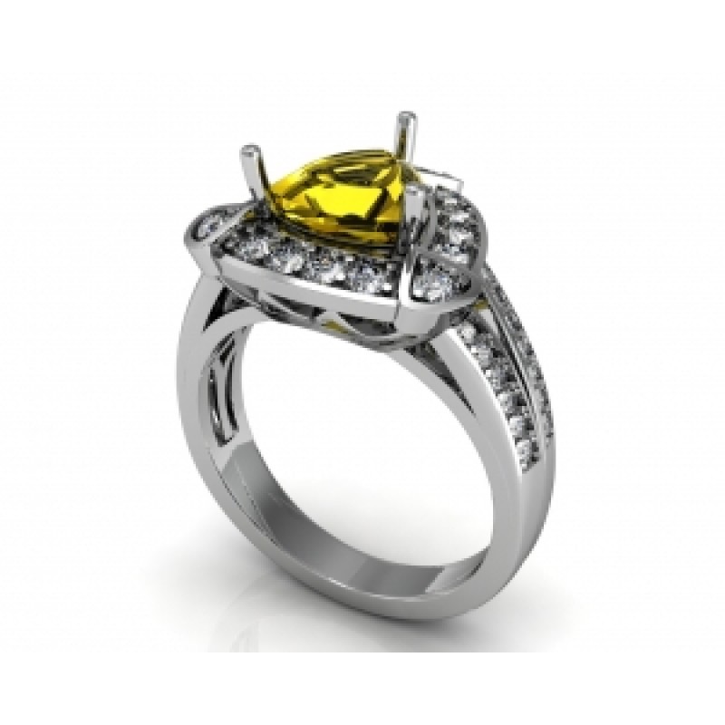 Кольцо с крупным камнем в обрамлении мелких камней Os 7157