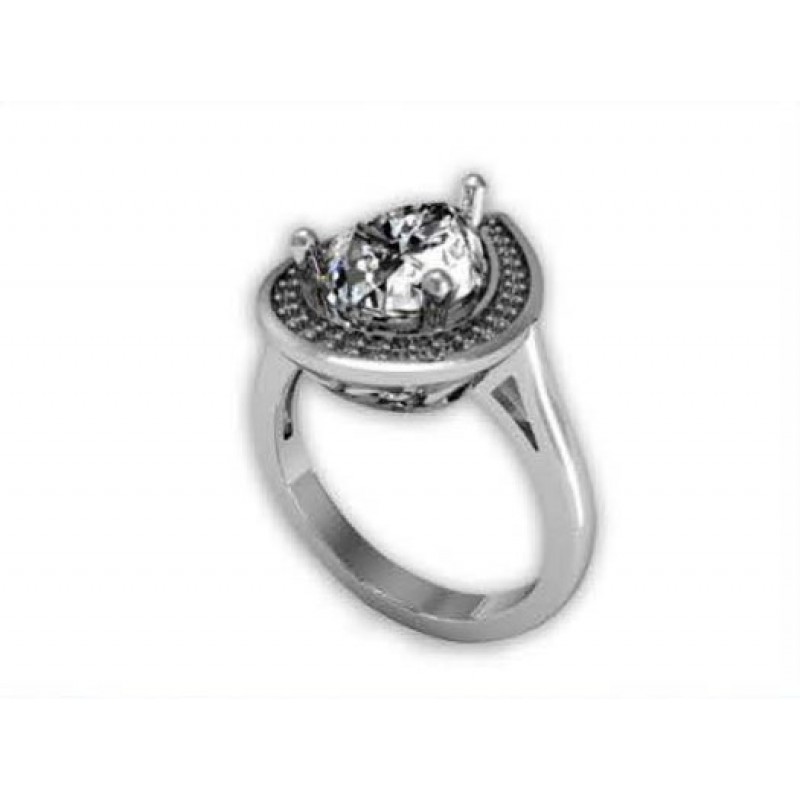 Кольцо с крупным камнем в обрамлении мелких камней Os 7023