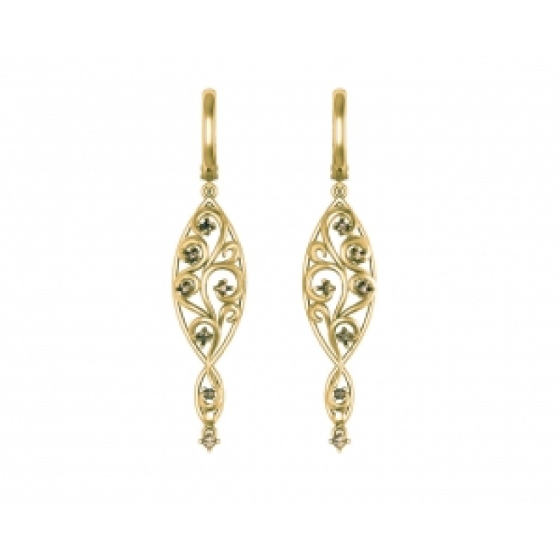 Серьги висячие ажурные с камнями Os 4032