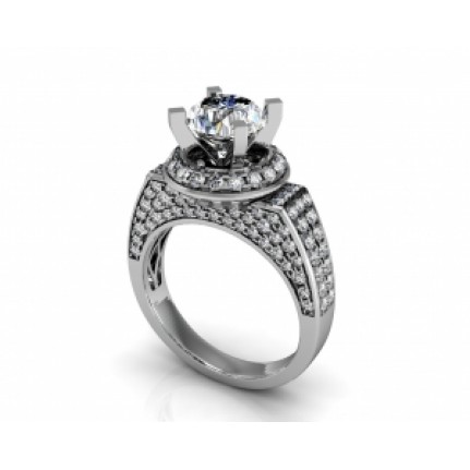 Кольцо с крупным камнем в обрамлении мелких камней Os 2607