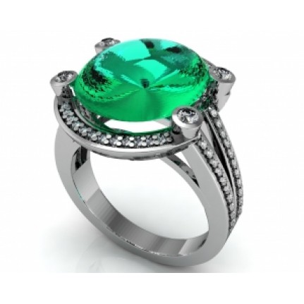 Кольцо с крупным камнем и дорожками камней Os 3071