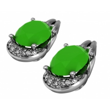 Серьги с крупным камнем и дорожками камней Os 1485