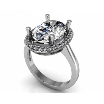 Кольцо с крупным камнем в обрамлении мелких камней Os 7185