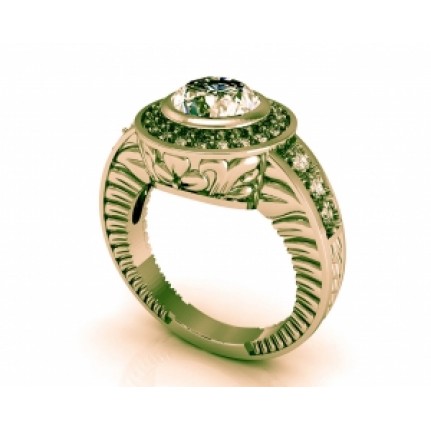 Кольцо с крупным камнем в обрамлении мелких камней Os 7095