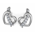 Серьги - пусеты Сердце с дорожкой камней Os 1765