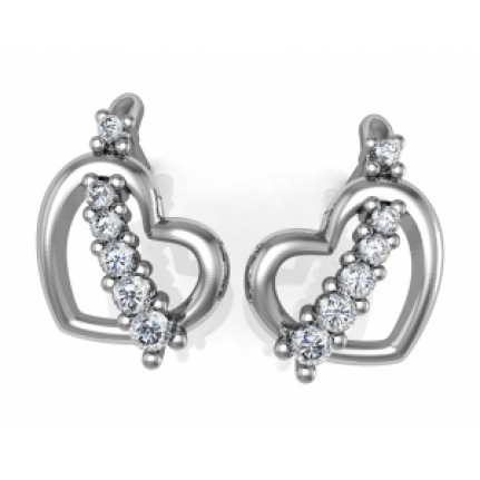 Серьги - пусеты Сердце с дорожкой камней Os 1765