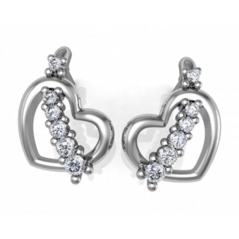 Серьги - пусеты Сердце с дорожкой камней Os 1765