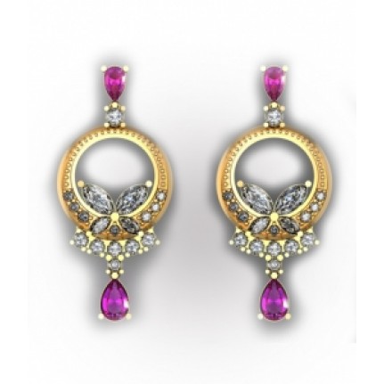 Висячие серьги - пусеты с крупными камнями Os 4043