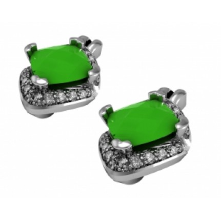 Серьги с крупным камнем в обрамлении мелких камней Os 1465