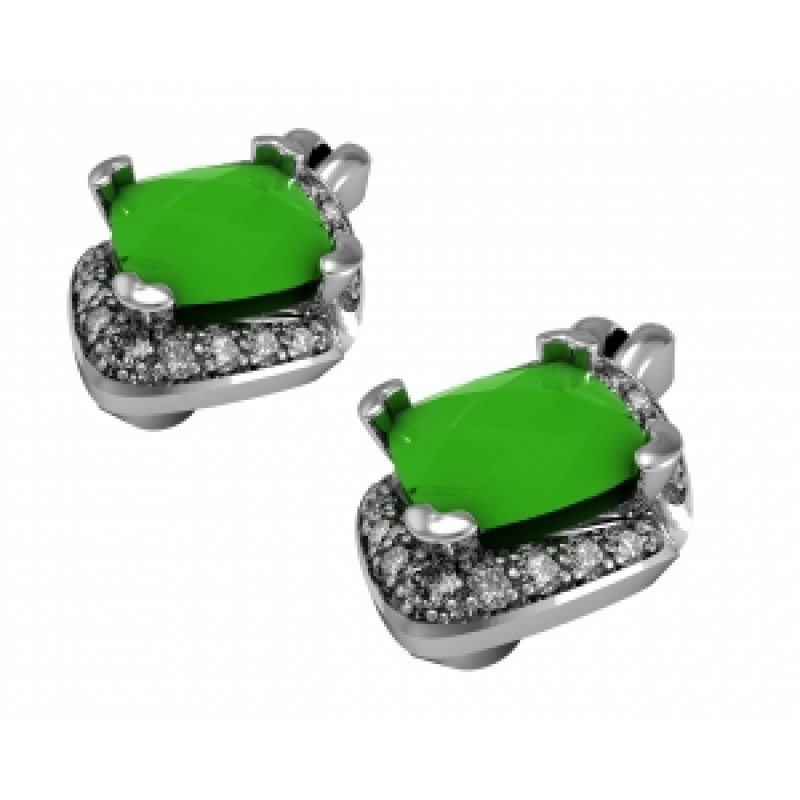 Серьги с крупным камнем в обрамлении мелких камней Os 1465