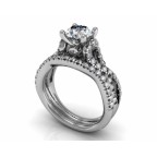 Кольцо с крупным камнем и дорожками камней Os 2518