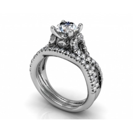 Кольцо с крупным камнем и дорожками камней Os 2518