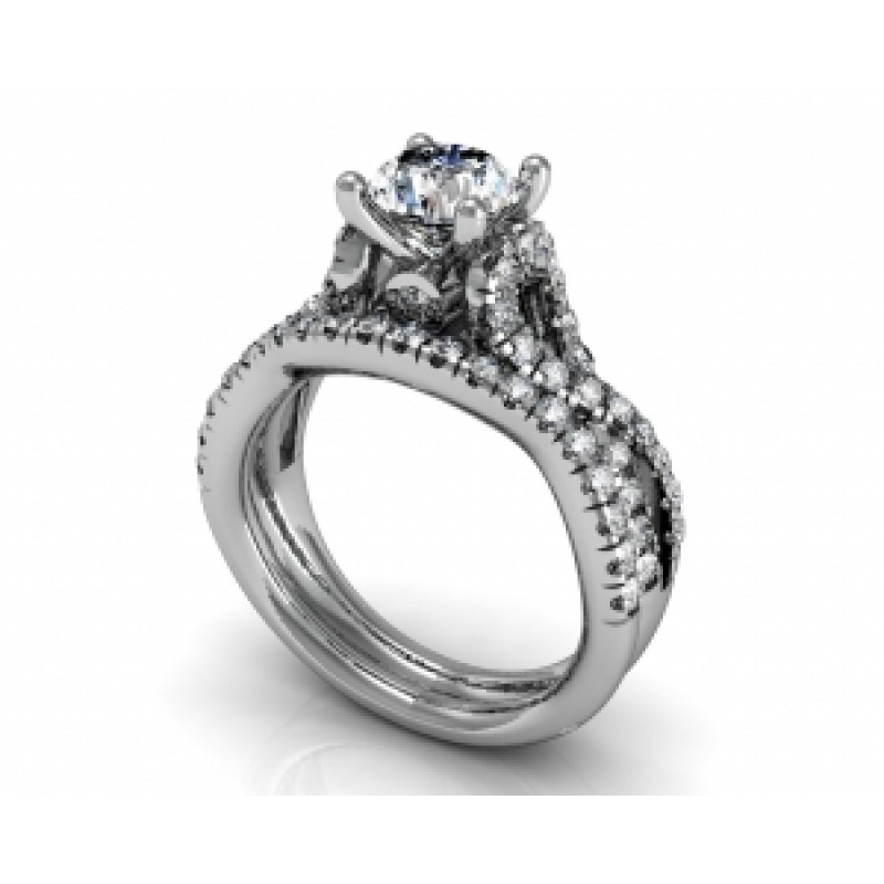 Кольцо с крупным камнем и дорожками камней Os 2518