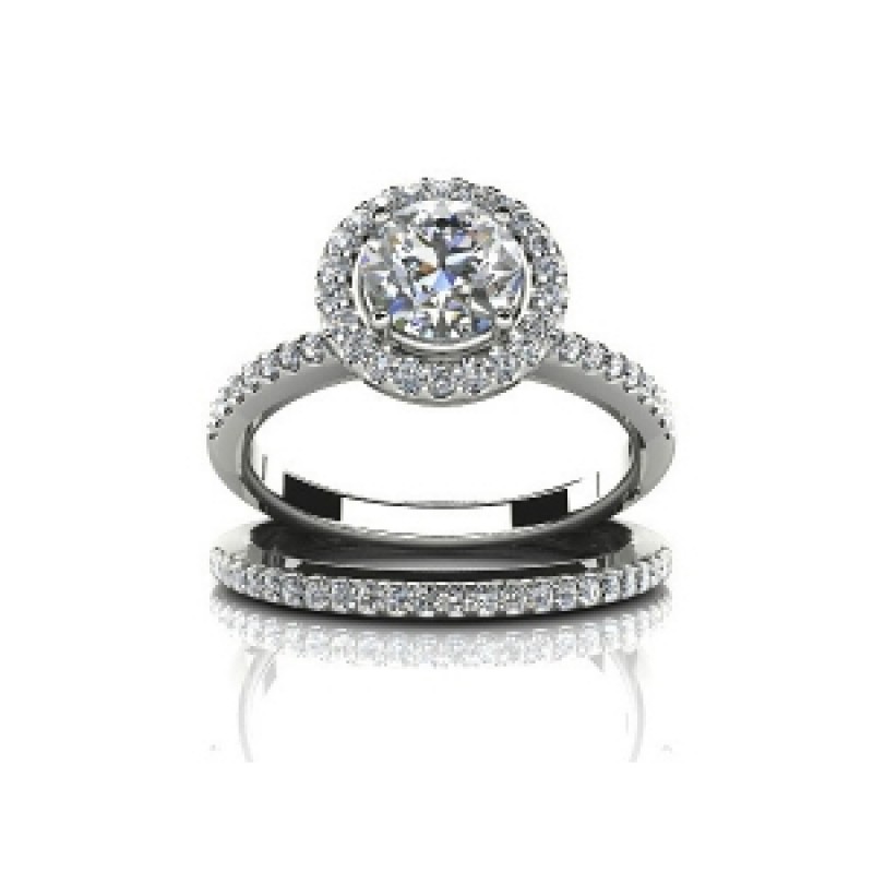 Кольцо двойное с крупным камнем в обрамлении мелких камней Os 2702