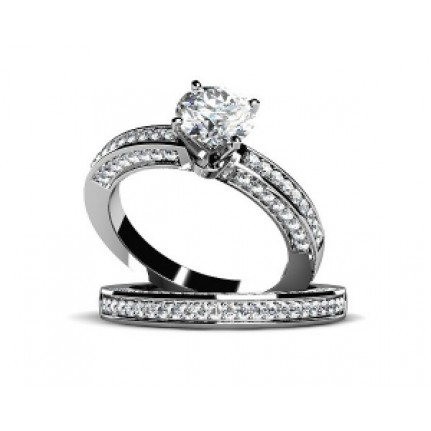 Кольцо двойное с крупным камнем и дорожками камней Os 2672