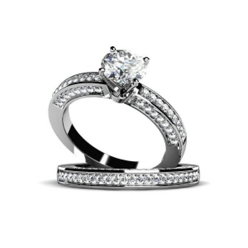 Кольцо двойное с крупным камнем и дорожками камней Os 2672