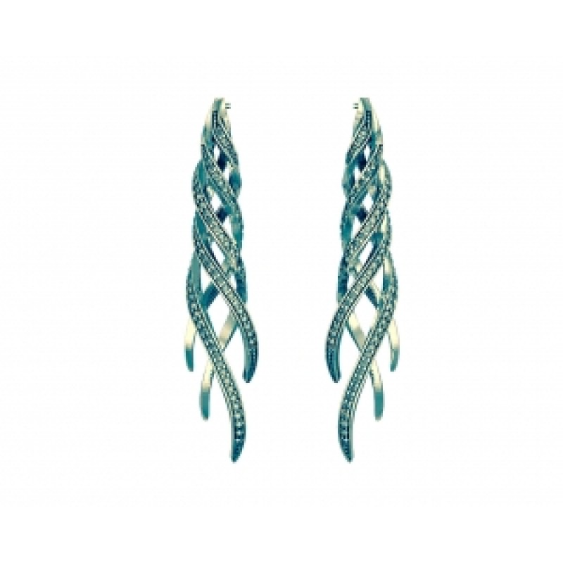 Серьги висячие с дорожками камней Os 4034