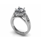 Кольцо с крупным камнем в обрамлении мелких камней Os 2533