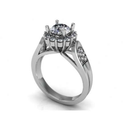 Кольцо с крупным камнем в обрамлении мелких камней Os 2533