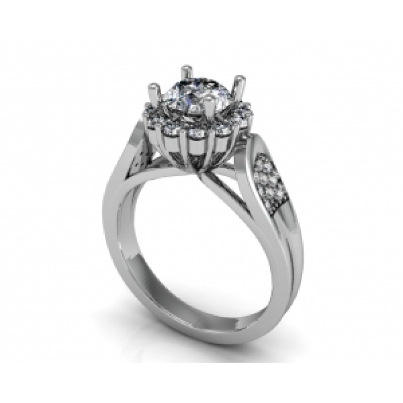 Кольцо с крупным камнем в обрамлении мелких камней Os 2533