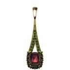 Подвеска с крупным камнем и дорожками камней Os 1727