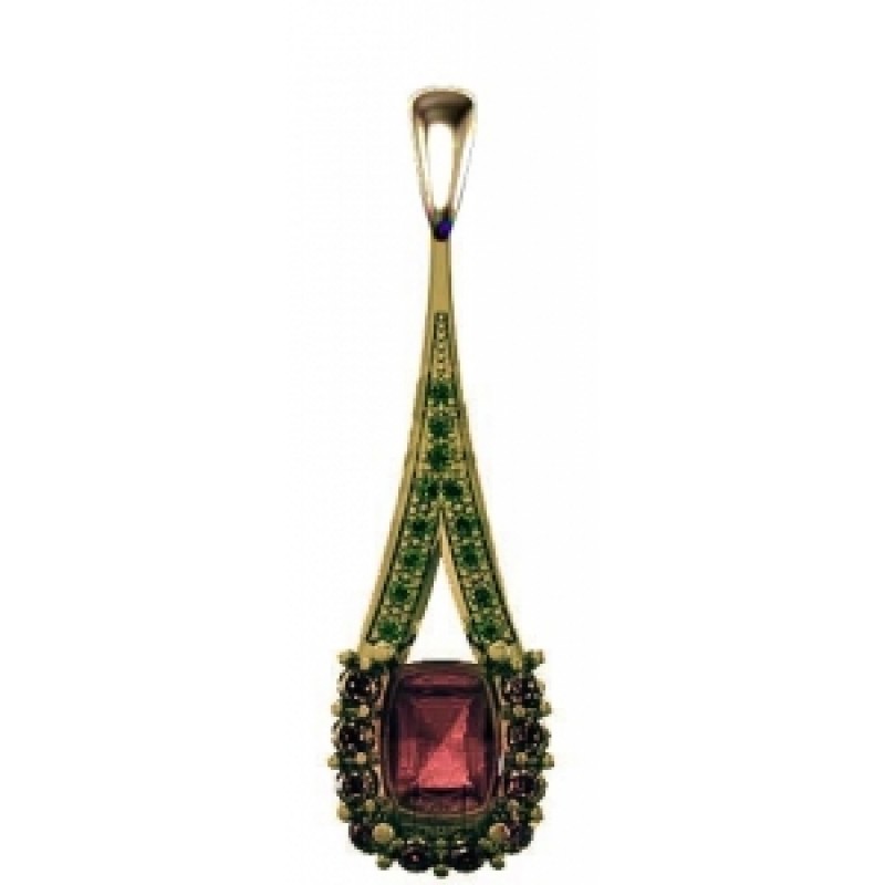 Подвеска с крупным камнем и дорожками камней Os 1727