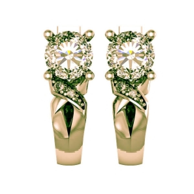 Серьги с крупным камнем и дорожкой камней Os 1555