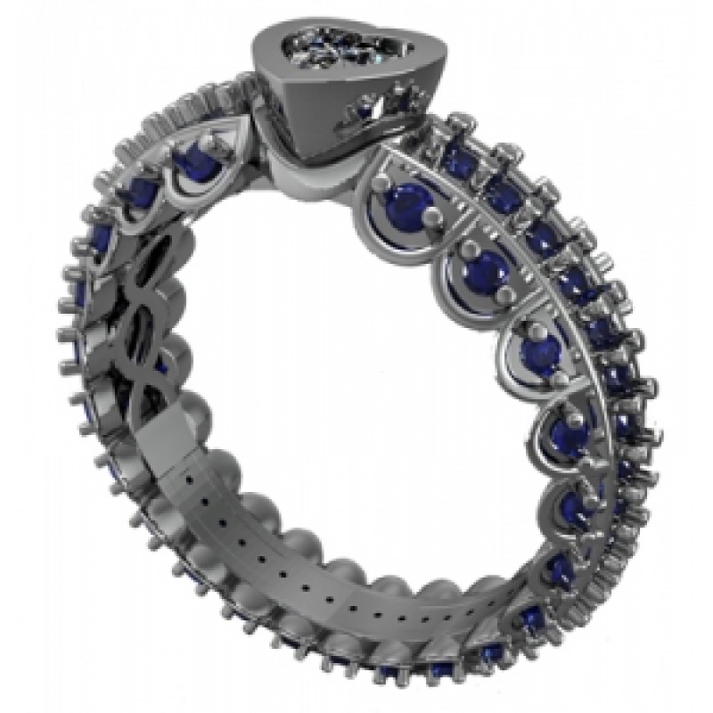 Кольцо с крупным камнем и дорожками камней по кругу Os 2543