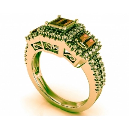 Кольцо с крупными камнями в обрамлении мелких камней Os 3042