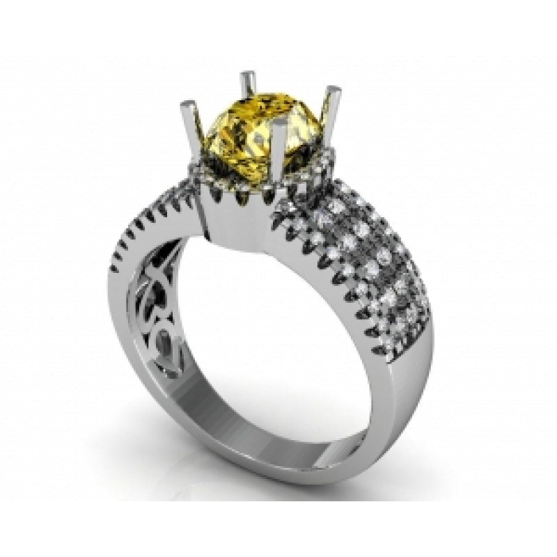 Кольцо с крупным камнем в обрамлении мелких камней Os 2596