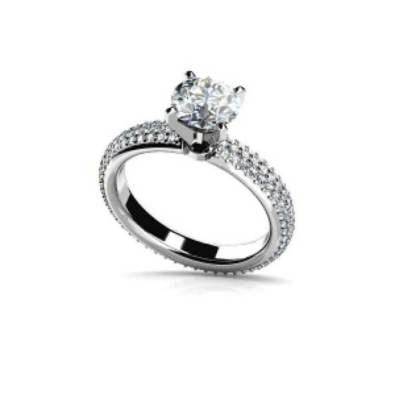 Кольцо с крупным камнем и дорожками камней Os 2656