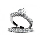 Кольцо двойное с крупным камнем и дорожками камней Os 2689