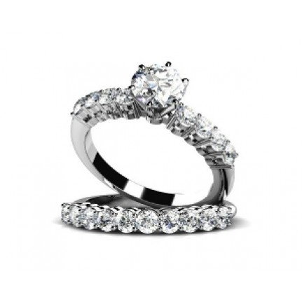 Кольцо двойное с крупным камнем и дорожками камней Os 2689