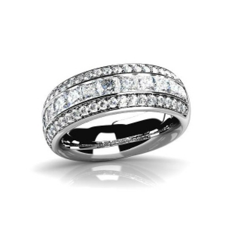 Обручальное кольцо с тремя дорожками камней Os 2158