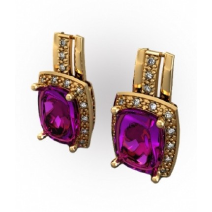 Серьги с крупным камнем в обрамлении мелких камней Os 4069