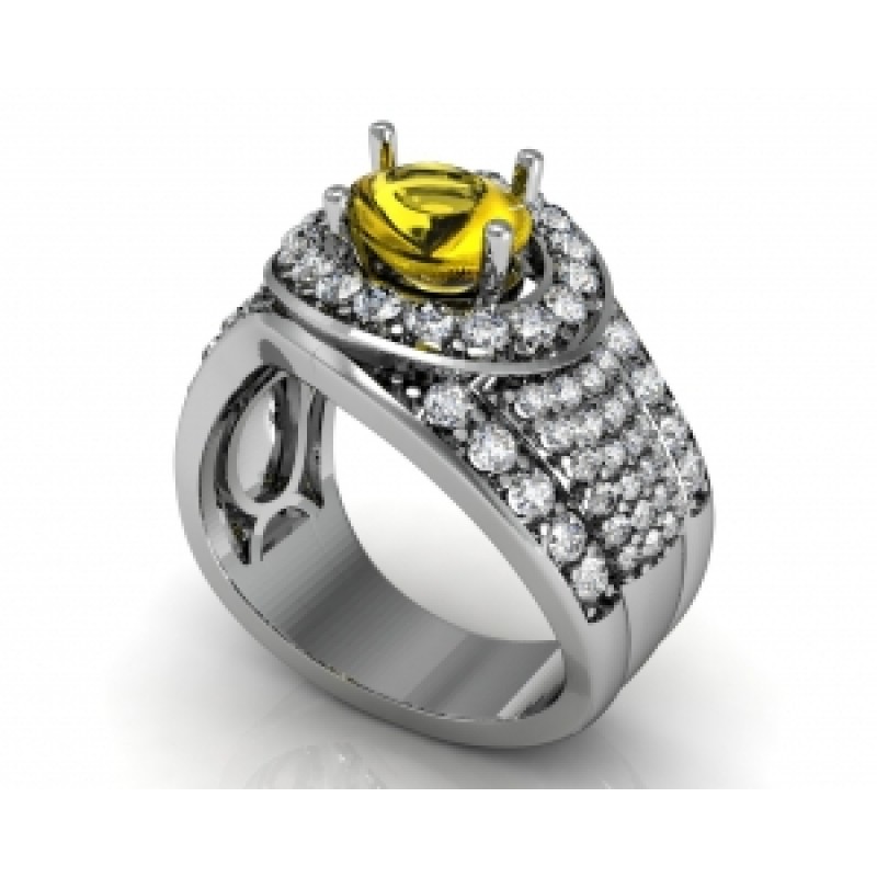 Кольцо с крупным камнем и дорожками камней Os 7160